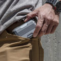 New RFID Blocking Metal Aluminum Wallet for Men with Nylon lanyard Minimalist Credit Card Holder Id Badge Walet Sci-fi Mechanics style. 