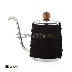 300ml Pour Over Coffee Kettle Anti-Hot Handleless Coffee Drip Kettle Leather Wrapped Coffee Maker With Gooseneck Spout Tea Pot