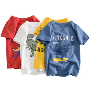 Boy T-Shirt Kids Short Sleeve Top Boys Clothing Stitch Cotton Dinosaur Printing Tshirt Baby Tee