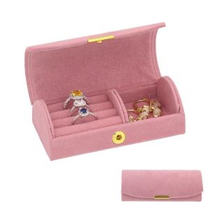 JURHOMIE Portable Jewelry Box Arch Face Suede Surface Beaded Jewelry Box Elegant Jewelry Organizer Gift