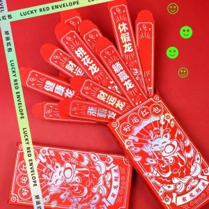 bao lì xì tết 2026 bao lì xì tết MMLUCK Đóng gói tự làm Túi đựng tiền hình quạt Chúc may mắn Tiền may mắn Vẽ nhiều Phong Bì Màu Đỏ Truyền thống Điều ước tốt nhất Tiệc mừng