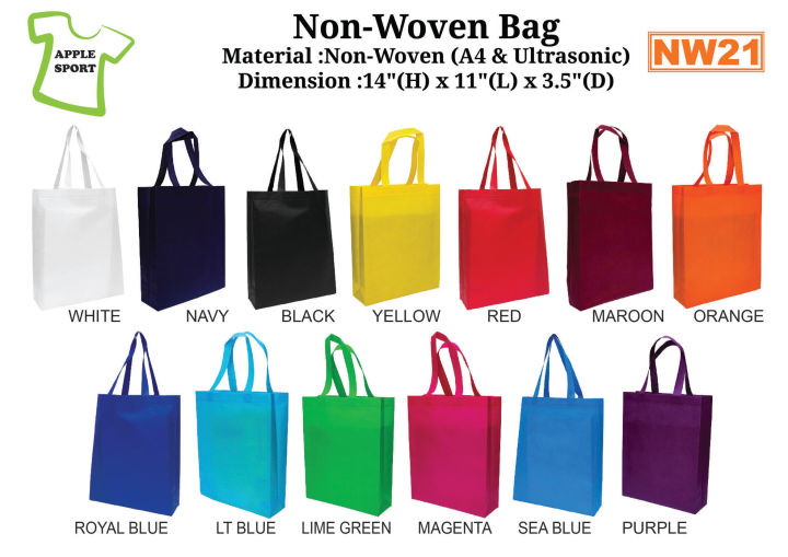 Non Woven Bag A4 Potrait Size Plain Eco Tote Bag - NW21 | Lazada