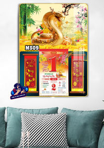 Lịch Tết 2025 Lịch Gỗ Treo Tường Laminate Tráng Gương Ất Tỵ 3D kích thước 30x40cm Gắn Bloc Đại Lỡ MS7-11