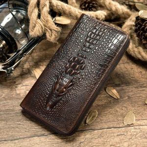 BANYANU Original Animal Printed Zipper Cow Genuine Leather Wallet for Men Beg Dompet Lelaki