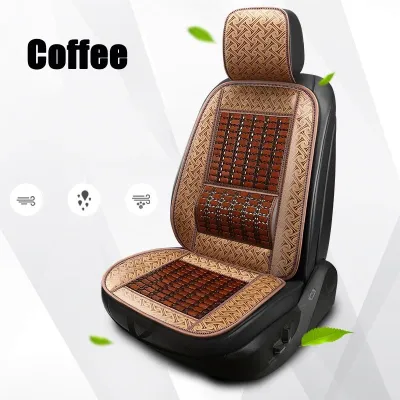 Bamboo Breathable Car Seat Cushion Cover Cool Ice Silk Pad W/Lumbar Support Non-Slip Universal for Auto Office Chair