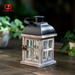 Đèn Lồng Khung Gỗ Hoài Cổ Ánh Nến Châu Âu