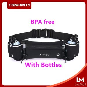 CONFINITY Waist Bag Running Belt with Water Bottles Phone Bag Waterproof for Sport Fitness