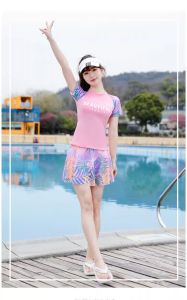 Đồ bơi nữ hai mảnh kín đáo che bụng váy phẳng thon gọn phong cách thể thao