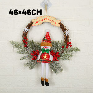 [READY STOCK]Christmas Ornament Wreath Wreath Window Decoration Hanging Christmas Wreath