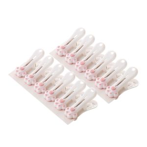 XENIA คาวาอิ ที่หนีบผ้ากรงเล็บแมว กันลม พลาสติกทำจากพลาสติก เสื้อผ้า PEGS มัลติฟังก์ชั่ การเก็บรักษาอาหาร คลิปหนีบถุงอาหาร บ้านในบ้าน