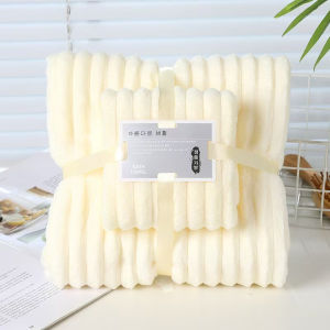 เชตผ้าเช็ดตัว 2ชิ้น ผืนใหญ่ ขนาดใหญ่ เช็ดตัวให้แห้งอย่างรวดเร็ว ผ้าลายปะการัง