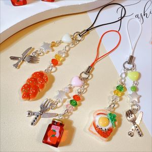 HBESTY Creative Simulated Bread Mobile Phone Straps Lanyard Cute Keychain Pendant Sweet Phone Lanyard Bag Pendant Decoration Gifts