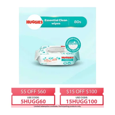 Huggies Essential Clean Baby Wipes 80s