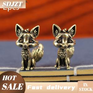 SDJZT Brass Fox tượng dễ thương Fox thu nhỏ bức tượng nhỏ bàn trang trí trang trí phụ kiện đồng động vật điêu khắc trang trí nội thất thủ công mỹ nghệ