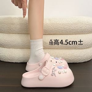 [Free Shipping] Lazy Commute Versatile 2026 Summer DIY Cartoon Button Rabbit Outdoor Vacation Closed-Toe Shoes For Women