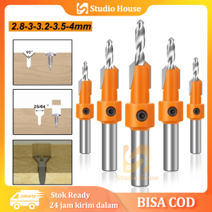 Mata Bor Lubang Kayu Countersink HSS Woodworking untuk skrup ukuran 4 mm 3.2 mm 3 mm 2.8 mm Flute Countersink