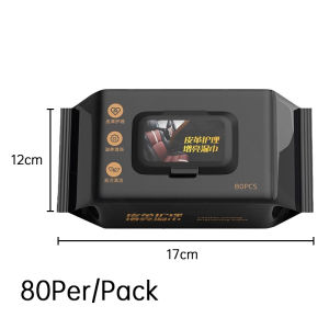 80Pcs Car Leather Care Wipes Car Interior Cleaner Wipes Car Dust Removal Cleaning Wet Wipes