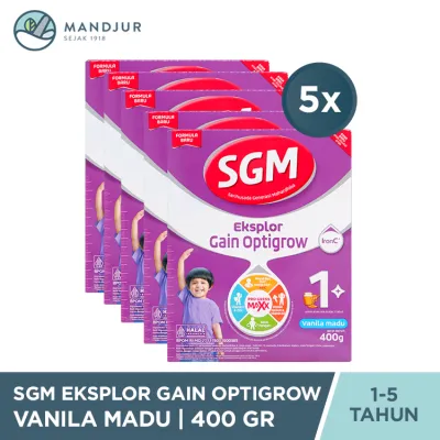 SGM Eksplor Gain Optigrow 1 Plus Vanilla Madu 400 Gram - 5 Pcs