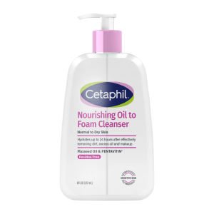 Cetaphil Nourishing Oil to Foam Cleanser 237ml Flaxseed Oil Pentavitin 24H Hydration Remove Makeup Excess Sebum For Normal To Dry Sensitive Skin