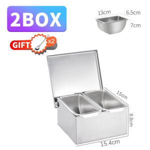 *Local delivery*Cheap and durable stainless steel seasoning box seasoning box condiments container set sauce container spice jar Rust proof and anti drop not easily portable and damaged