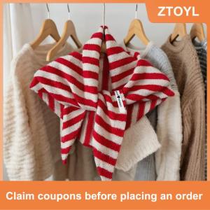 【ZTOYL】 ผ้าพันคอถักลายขนแกะสีทึบสไตล์เกาหลีผ้าพันคอผืนเล็กทรงสามเหลี่ยมผ้าพันคอถักผ้าพันคอถักผ้าพันคอให้ความอบอุ่นใช้งานได้หลากหลาย