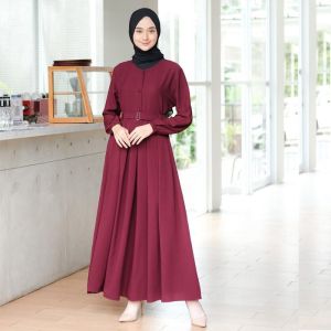 MONNA BELT DRESS BUSUI FRIENDLY PAKAIAN WANITA MODEL GAMIS REMAJA CANTIK FASHION MUSLIM MODERN MAT SHAKILA PREMIUM ADEM LEMBUT TEBAL SIZE S M L XL XXL UKURAN NORMAL JUMBO GEDE BESAR OVERSIZE LD 92 98 104 110 120 BERKUALITAS BAGUS JAHITAN KUAT DAN RAPIH
