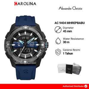 Jam Tangan Pria Alexandre Christie Digi AC 9404 MHREPBABU Black Dial Blue Rubber Strap