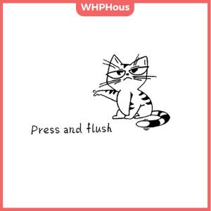 WHPHous 1 3pcs Cartoon Cat Toilet Sticker - Press And Flush Bathroom Decor Self-Adhesive PVC Wall Decal For Toilets And Bathtubs