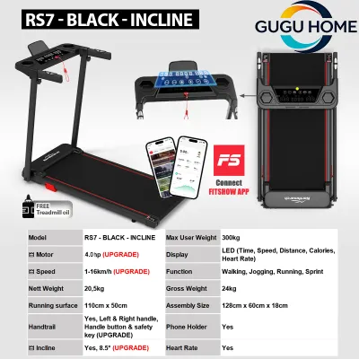 GUGU HOME [COD] 3.5HP Foldable Electric Treadmill 1-14km/h Quiet Running Machine with Handrail Key Control for Home Gym