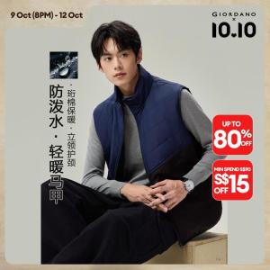 Giordano Beau Monde Men Colorblock stand collar padded vest Free Shipping 13076716