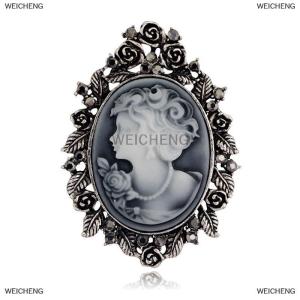 [COD] WEICHENG 1X Vintage Cameo Victorian Style Wedding Party Women Pendant Brooch Pin