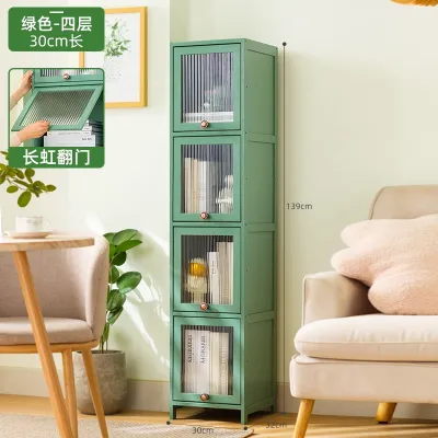 Narrow seam storage cabinet bookshelf floor-to-floor simple living room small bookshelf household storage cabinet with door crack storage cabinet