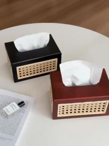Rattan Tissue  Tissue  Holder Decorative Woven Facial Tissue Holder on Table and Bathroom