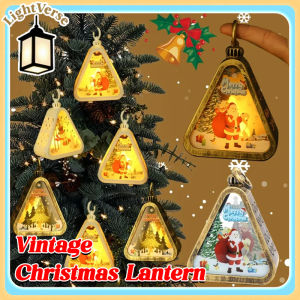 Vintage Christmas Lantern Battery Powered LED Hanging Light with Retro Design for Xmas Tree Home Festive Decoration