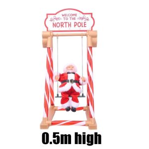 OEUVR 0.5m / 1m Xmas Shop Window Decor Dynamic Visuals SwingClimb Ladder Christmas Santa Ornament Xmas Gift Giving 3D Christmas Gift Decor Electric Swing Santa