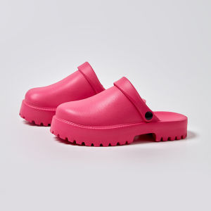 [Free Shipping] WomenS New Outdoor High-Heeled Slippers Ins-Style EVA Closed-Toe Platform Sandals