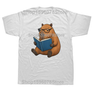 Funny Capybara Bookworm Reading Book T-shirts Men Womens Fashion Casual Tshirt Loose Oversized Streetwear T Shirt
