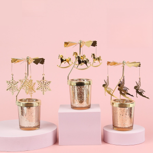 เทียนหอมรูปกังหันลมหมุนสีทอง เทียนหอมรูปหัวใจสไตล์ผู้หญิง