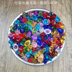 招财贡品水晶彩色元宝招财黄水晶小七彩琉璃金元宝摆件家居开业创意装饰品 Crystal Treasure Ornaments Gold Treasure Aquarium Treasure Basin Decoration Yellow Crystal Treasure