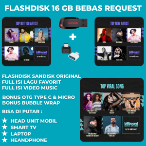 Flashdisk Sandisk 16GB Bebas Request Lagu Lagu Favorit Bonus Otg