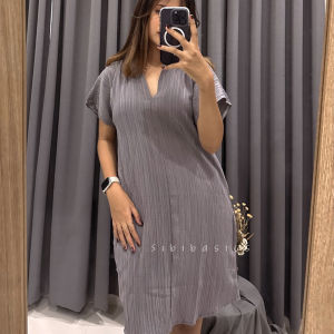 Dress Kerah Wanita Bahan Lady Crush Press Body Korean Style Cantik Kekinian Gaun Midi Dres Terbaru