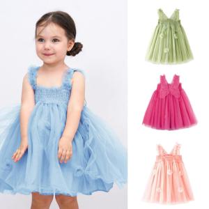 Baby Girl Dress Tulle Butterfly Toddler Girls Princess Tutu Floral Dresses Sleeveless Wedding Party Birthday Dress for 1-7 Years