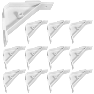 12 Pieces White Plastic Triangle Brackets Supports for Reinforcing Cabinet Countertop Reinforcement Home And Office Use