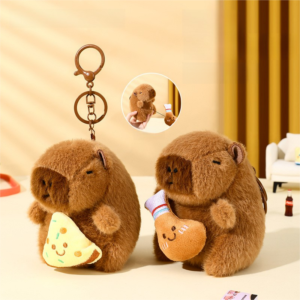 XINSU38 Cute Capybara Keychain Stuffed Animals Bag Hanging Capybara Key Pendant Creative Pulling Plush Toy Doll School Bag Pendant