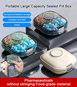 Portable Large Capacity Pill Box Sealed Four-Grid Separating Box Daily Pill Box