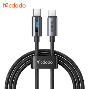 Mcdodo USB-C to USB-C 5A 100W Cable With Breathing Light Fast Charge Mobile Cell Phone Charging Cord Wire For iPhon15 series/iPad/MacBook/AirPods/Samsung/Huawei/Honor/Xiaomi/0PPO/VIVO Type C To Type C PD Fast Charge Data Cable