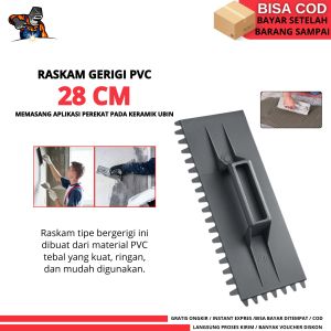 Raskam PVC Gigi Tebal Untuk Pasang Keramik Plastik Tebal GNP Sendok Semen Gigi Alat Acian