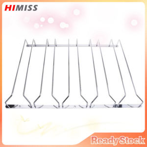 HIMISS 1 Pcs 1-5 Rows Stainless Steel Wall Mount Stemware Wine Glass Hanging Rack Holder Shelf