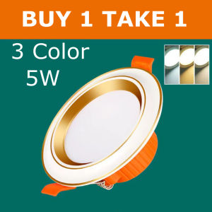 【BUY 1 TAKE 1】 Tri color LED Pin Light 5W Recessed 2.5 inches Down Light Temperature Led Ceiling Light Ceiling Lamp for Bedroom Living room Bathroom Study
