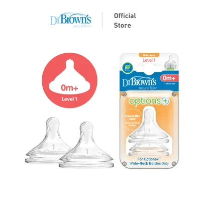 Dr. Browns Option+ Wide Neck Bottle Silicone Nipple/Teat 2 Pieces